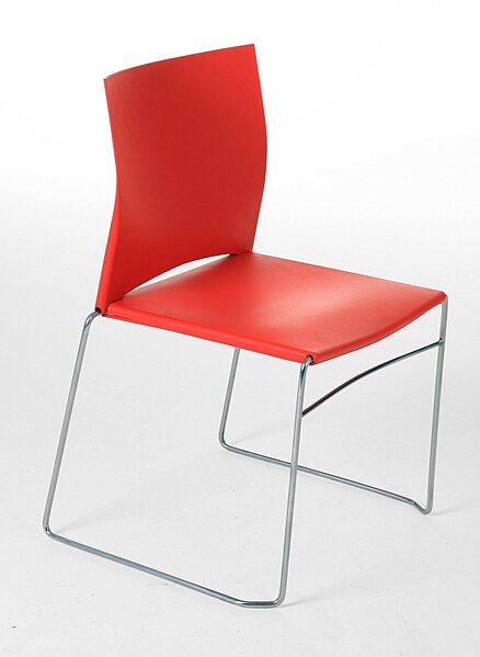 File:Red Polypropylene Chair with Stainless Steel Structure.JPG