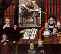 August Erich, Retrato de Andreas Reyher y su familia, 1643. Castillo de Friedenstein. La leyenda presenta la inscripción חכמה ראשית יראת יהוה, significando que la sabiduría fundamental emana antetodo del Creador.