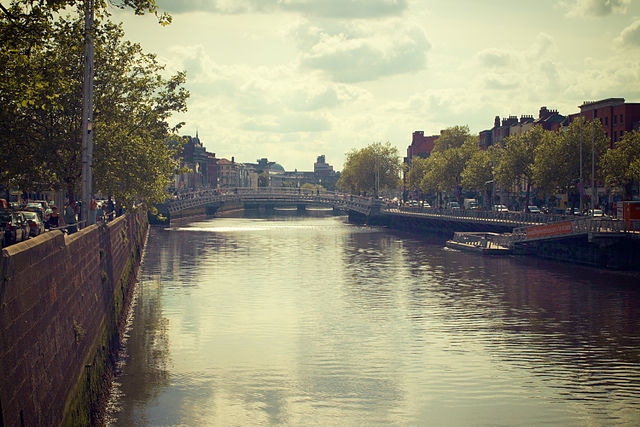 Boardwalks on the Liffey from O'Connell Bridge, in Dublin