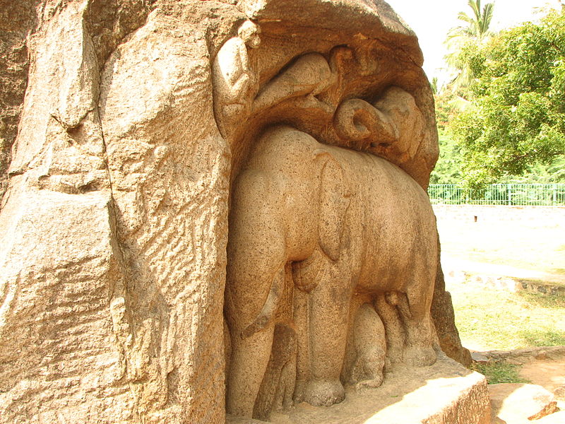 File:Rock Cut Sclpture of Animals Mamallapuram.JPG