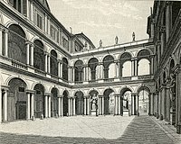 Двор Палаццо Боргезе. Ксилография 1894 года