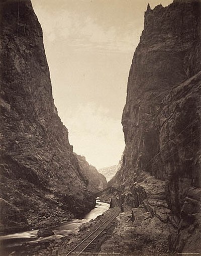 D&RGW through Royal Gorge in 1881