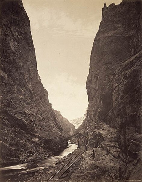 D&RGW through Royal Gorge in 1881