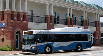 A hybrid SPARTA bus at the downtown Passenger Center.