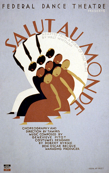 Poster for Salut au Monde (1936), an original dance drama by Helen Tamiris for the Federal Dance Theatre, a division of the Federal Theatre Project