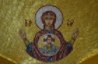Die Muttergottes vom Zeichen in der griechisch-byzantinischen Wallfahrtskirche SS. Cosma e Damiano in San Cosmo Albanese, Kalabrien, 20. Jahrhundert