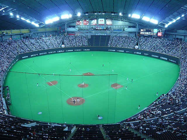 Sapporo Dome in Japan serves as home ballpark for the Hokkaido Nippon-Ham Fighters, a professional baseball team playing in Nippon Professional Baseba