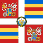 Fana med påve Johannes Paulus II sköldemärke och överste Franz Pfyffer von Altishofens heraldiska vapen.