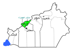 Mehdishahr County highlighted in Semnan Province