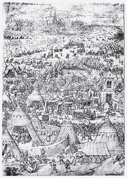 Contemporary 1529 engraving of clashes between the Austrians and Ottomans outside Vienna, by Bartel Beham