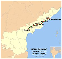 Mapa trasy Simhadri Express Route