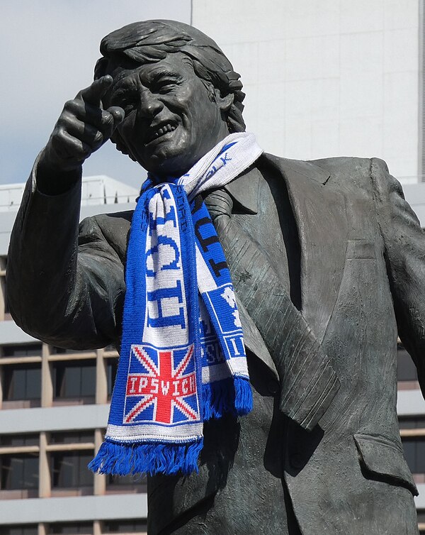 Statue of Sir Bobby Robson, who led Ipswich Town to the FA Cup in 1978 and Uefa Cup in 1981