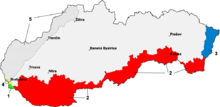 Carte de la Slovaquie reflétant les pertes du sud face à la Hongrie