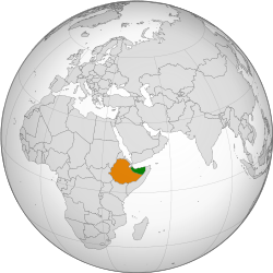 Map indicating locations of Somaliland and Ethiopia
