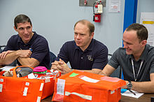Soyuz TMA-10M crew during an emergency scenario training session at JSC.jpg