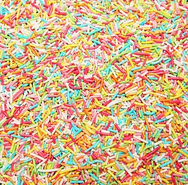 Rainbow rod-shaped sprinkles