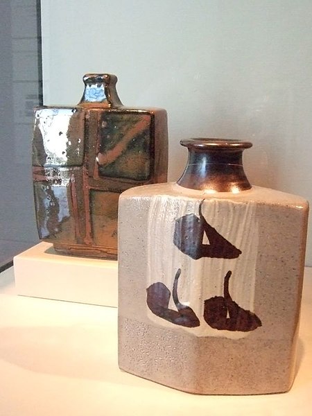 File:Square bottles by Hamada Shoji 1950-1960 Mashiko Japan stoneware with iron glaze (364587418).jpg