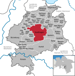 Läget för staden Stadthagen i Landkreis Schaumburg