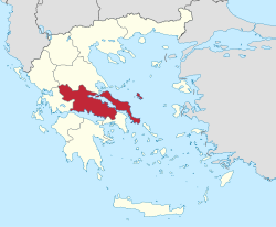Kesk-Kreeka piirkonna asend Kreekas