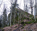 Čeština: Přírodní památka Stožecká skála u obce Stožec v okrese Prachatice, Jihočeský kraj. English: Natural monument Stožecká skála (Stožec rock) at the Chapel of the Virgin Mary in the municipality of Stožec, Prachatice District, South Bohemian Region, Czech Republic.