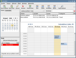 Hlavní okno aplikace se seznamem úkolů a kalendářem