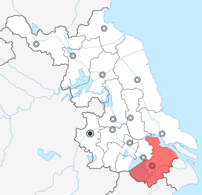Suzhou is highlighted on this map