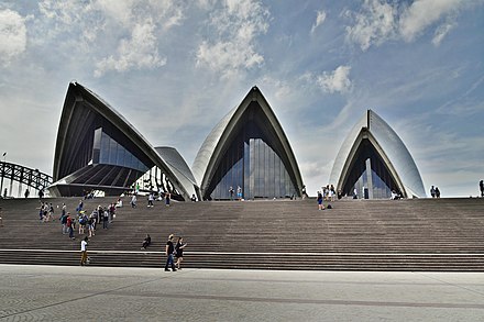 Tourists on the steps of the Opera House