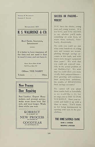Advertisements in the 1914 "Almanac," the yearbook of Toledo Central High School in Toledo, Ohio The Almanac (1914) - DPLA - bad9ab88ab56fe128715f5d5b0de7b9e (page 202).jpg