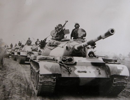 A column of Pakistani Type 59 tanks during the 1965 War.