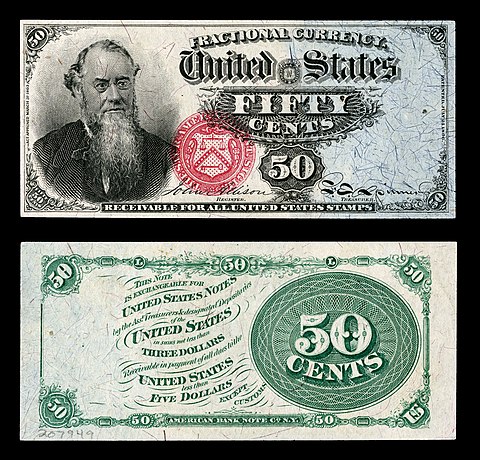 $0.50 U.S. Fractional Currency, Fourth Issue; Edwin Stanton