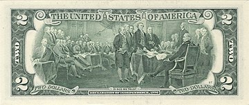 Americká dvoudolarová bankovka, 1976 (reverse)