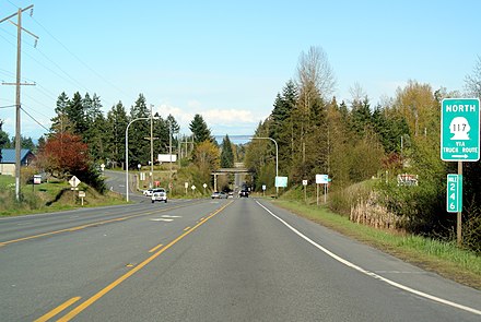 US Route 101 at the interchange with Washington State Route 117