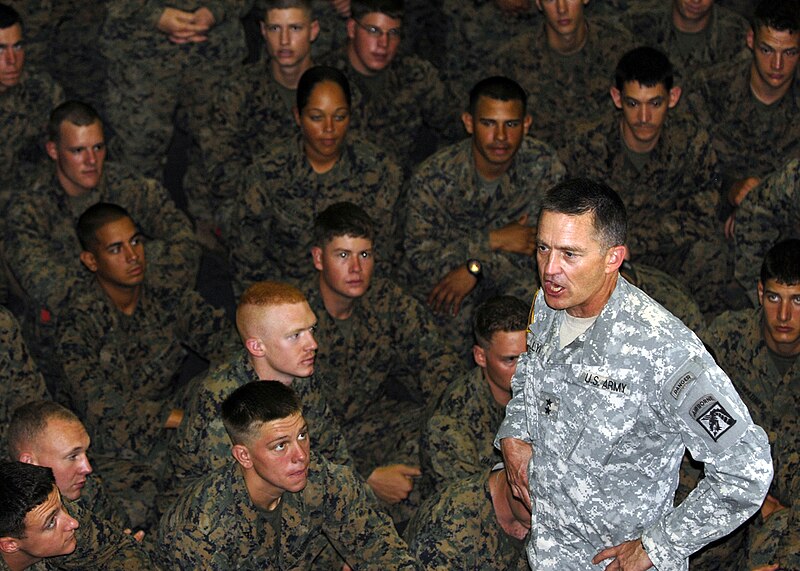 File:US Navy 100224-N-2000D-027 Maj. Gen. Daniel B. Allyn, deputy commander of Joint Task Force Haiti, talks to Marines from the 22nd Marine Expeditionary Unit (22nd MEU) aboard the amphibious dock landing ship USS Carter Hall (LSD.jpg