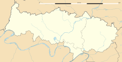 Mapa konturowa Doliny Oise, po prawej nieco u góry znajduje się punkt z opisem „Asnières-sur-Oise”