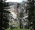 Vertical cliffs above willows, Emigrant Wilderness