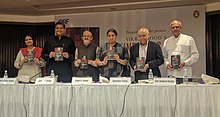 The book launch of "The Unending Game", at India International Center on 13 August 2018. Apart from Vikram Sood, also seen in the picture are Smriti Irani, Baijayant Panda and Shivshankar Menon. Vikram Sood Ex Intelligence Chief India book launch 1.jpg
