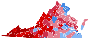 Map of the 2020 United States presidential election in Virginia Virginia Presidential Election Results 2020.svg