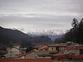 Monte Rosa z Romagnana za pošmourného zimního dne