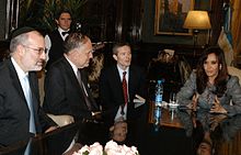 Eduardo Elsztain and Ronald S. Lauder with Argentine President Cristina Fernandez de Kirchner in Buenos Aires, June 2008 WJC meeting with Argentine President Cristina Kirchner.jpg