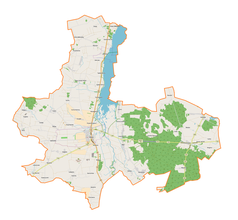 Mapa konturowa gminy Warta, po prawej nieco na dole znajduje się punkt z opisem „Borek Lipiński”