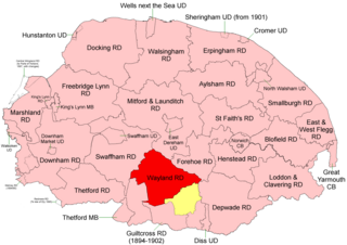 <span class="mw-page-title-main">Wayland Rural District</span> Former Rural District in Norfolk, England