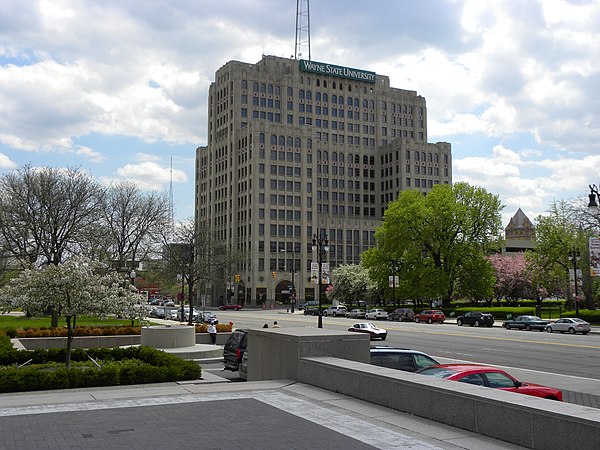 Maccabees Building at Wayne State University adjacent to Woodward Avenue in Detroit