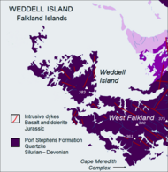Geological map of the Weddell Island area