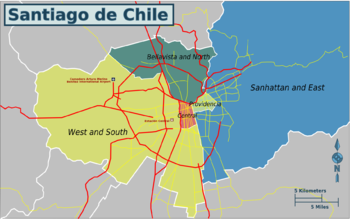 شهر سانتیاگو و منطقه‌های آن
