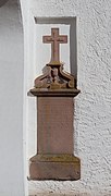Commemorative cross (1837) for Rev. Jonas Kalbusch at parish church Sankt Martin und Thekla in Zemmer-Schleidweiler, Germany.