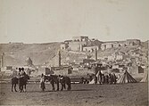 tropas russas.  Vista da fortaleza de Kars.  1877-1878