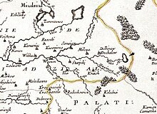 Выток Віліі на карце ВКЛ 1590—1600 гг.