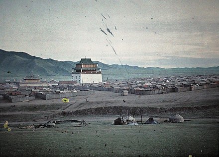 Autochrome photo of Gandantegchinlen Monastery in 1913, Ulaanbaatar, Mongolia