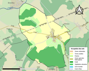 Carte en couleurs présentant l'occupation des sols.