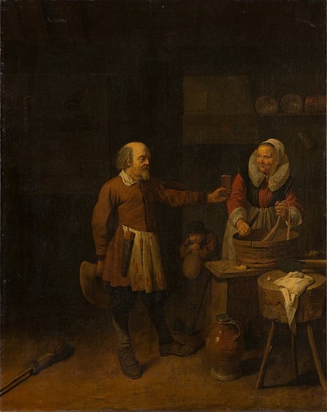 File:A Butcher Offering a Woman a Glass of Beer by David Rijckaert (III) Städel Museum 573.jpg